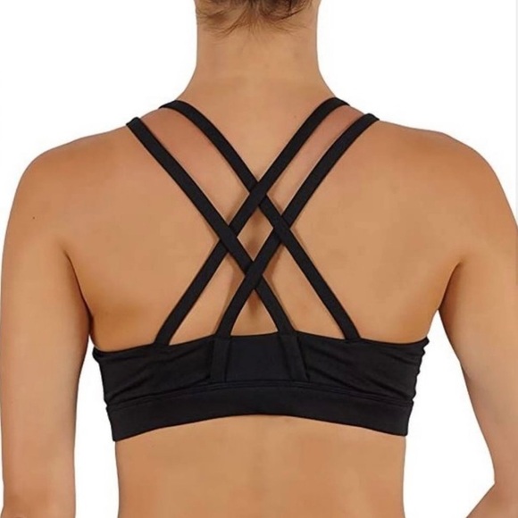 Crisscross Back Detail Black Sports Bra Removable Pads M - Picture 2 of 8